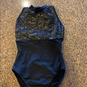 Black lace top leotard
